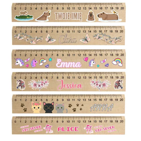 Personalizowana Linijka 20 cm z IMIENIEM Wzory Dziewczęce