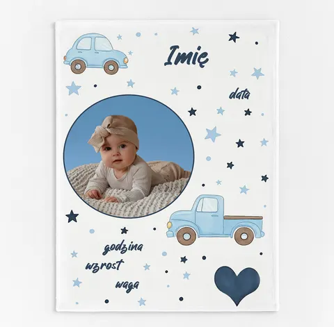 Personalizowany Kocyk Metryczka Auto