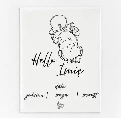 Personalizowany Kocyk Metryczka Baby Szkic