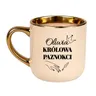 Kubek elegant beżowy ze złotym Królowa paznokci + Imię