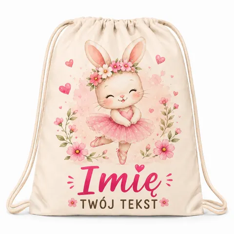 Worek z imieniem do przedszkola szkoły Królik