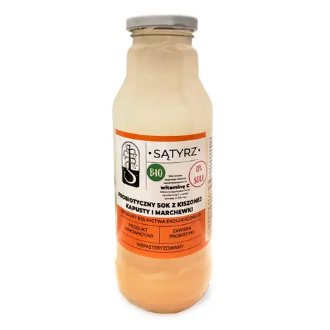 Probiotyczny Sok z Kiszonej Kapusty i Marchewki bez Soli BIO 300 ml Sątyrz