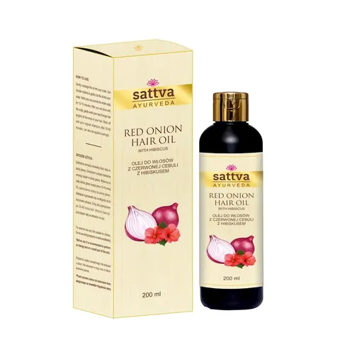 OLEJEK DO WŁOSÓW Z CZERWONEJ CEBULI Z HIBISKUSEM 200 ml - SATTVA