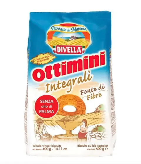Ciastka kruche Ottimini Pełnoziarniste Divella 400 g
