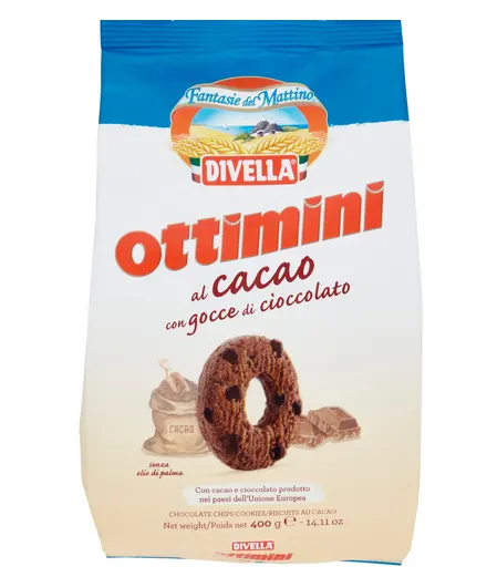 Ciastka kruche Ottimini kakaowe z czekoladą Divella 400 g