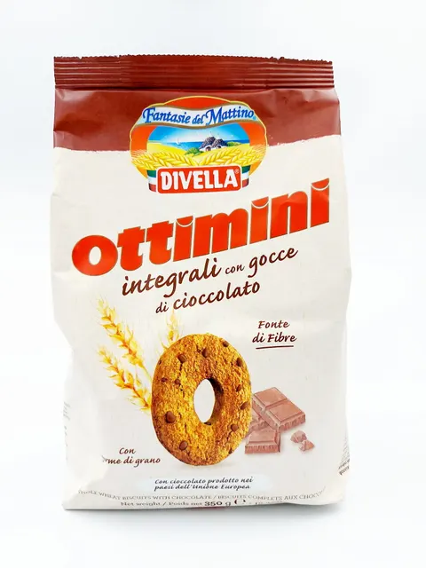 Ciastka Ottimini Integrali z kawałkami czekolady Divella 350 g