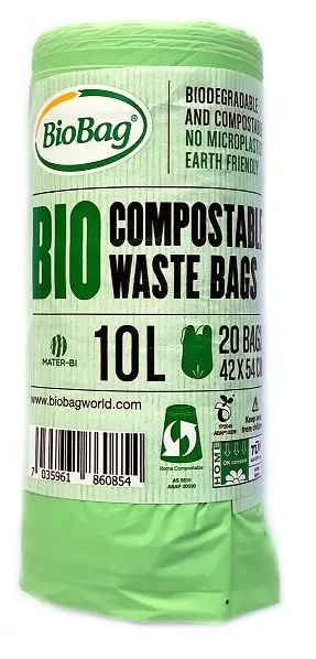 Worki na Odpady BIO i Zmieszane 10 l 20 szt. Kompostowalne i Biodegradowalne Biobag