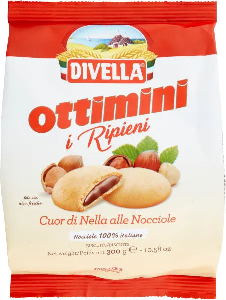 Ciastka z kremem orzechowym Divella Ottimini RIPIENI 300g