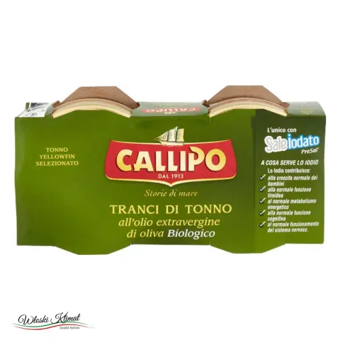 Tuńczyk w kawałkach w oliwie z oliwek ekologicznej extra virgin CALLIPO (2x70g) 140g