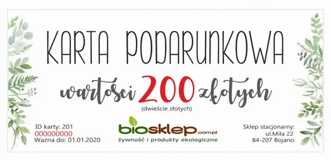 Karta podarunkowa - 200 zł
