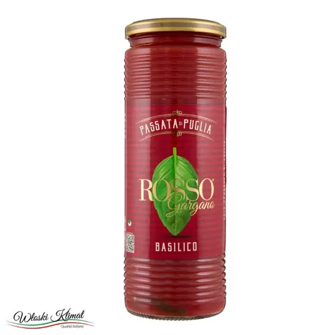 Przecier pomidorowy z liśćmi bazylii Passata di Pomodoro Basilico Rosso Gargano 690ml
