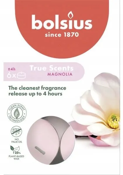 Bolsius True Scents Magnolia podgrzewacze zapachowe 4 godzinne - 6 sztuk
