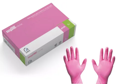 Rękawiczki nitrylowe bezpudrowe RÓŻOWE 100szt. easyCARE pink L Zarys