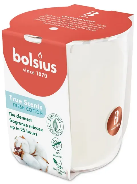 Bolsius True Scents Świeża Bawełna świeca zapachowa 80/73 w szkle