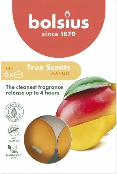 Bolsius True Scents Mango podgrzewacze zapachowe 4 godzinne - 6 sztuk