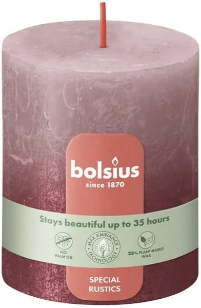 Bolsius Rustic Sunset Pudrowy róż + Czerwień świeca dekoracyjna 80/68