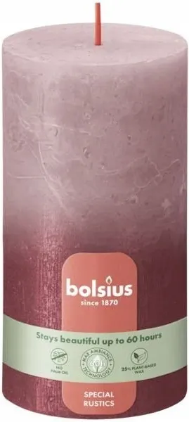 Bolsius Rustic Sunset Pudrowy róż + Czerwień świeca dekoracyjna 130/68