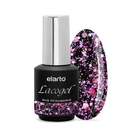 Elarto Lakier hybrydowy Lacogel Pinkcesska Różowy Brokat nr 949 7ml