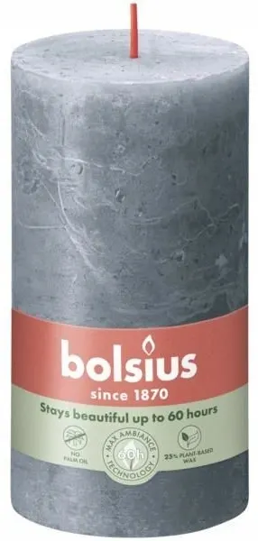 Bolsius Rustic Shine Szaroniebieska świeca dekoracyjna 130/68