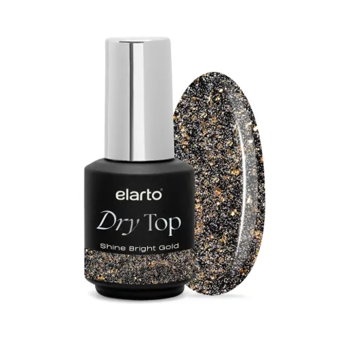 Elarto Dry Top Shine Bright Gold z efektem blasku flash 7 ml