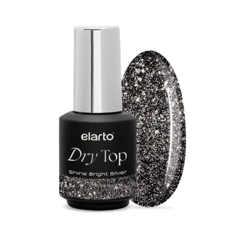 Elarto Dry Top Shine Bright Silver z efektem blasku flash 7 ml