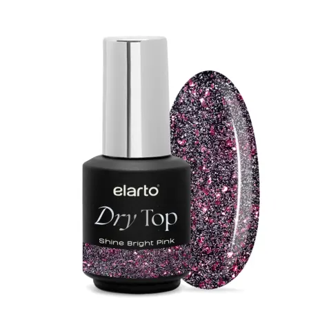 Elarto Dry Top Shine Bright Pink z efektem blasku flash 7 ml