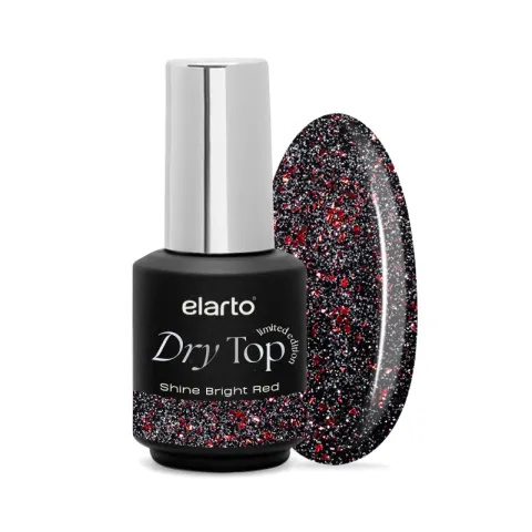 Elarto Dry Top Shine Bright Red z efektem blasku flash 7 ml
