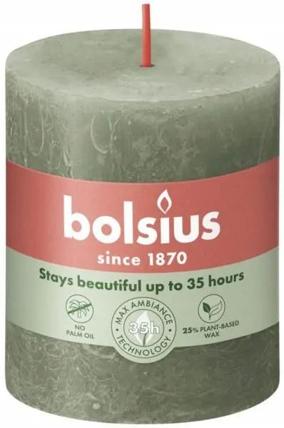 Bolsius Rustic Shine Zielona Oliwka świeca dekoracyjna 80/68