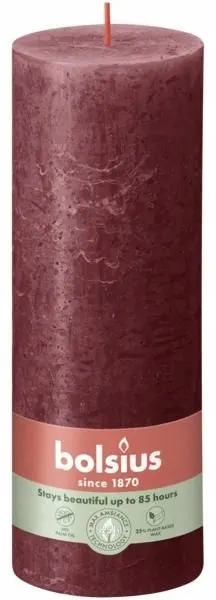Bolsius Rustic Shine Aksamitna Czerwień świeca dekoracyjna 190/68