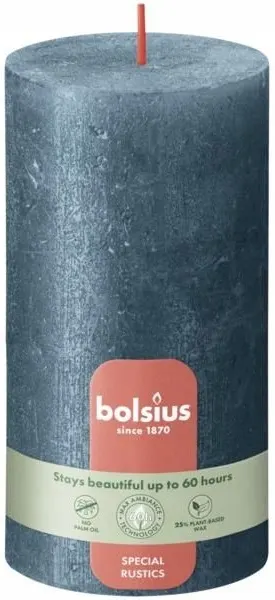 Bolsius Rustic Shimmer Niebieska świeca dekoracyjna 130/68 mm