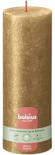 Bolsius Rustic Shimmer Złota świeca dekoracyjna 190/68 mm