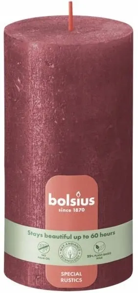 Bolsius Rustic Shimmer Czerwona świeca dekoracyjna 130/68 mm