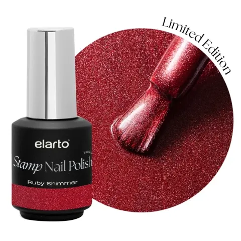 ELARTO - czerwony lakier do stempli Stamp Nail Polish RUBY SHIMMER 7ml