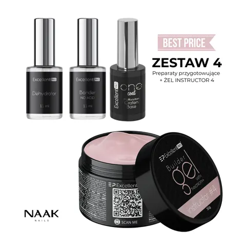 ZESTAW 4 - ŻEL INSTRUKTOR #4 MISS GLITTER + PREPARATY PRZYGOTOWUJĄCE