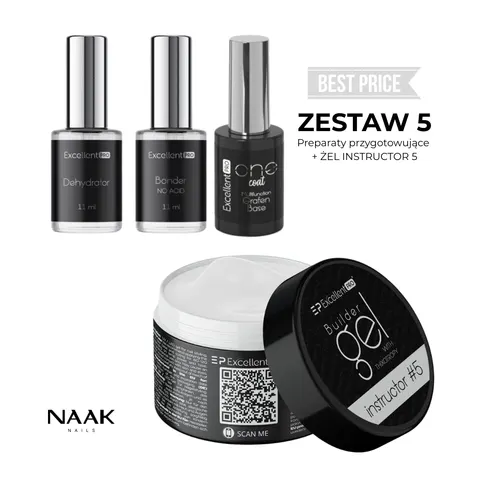 ZESTAW 5 - ŻEL INSTRUKTOR #5 MASTER WHITE + PREPARATY PRZYGOTOWUJĄCE