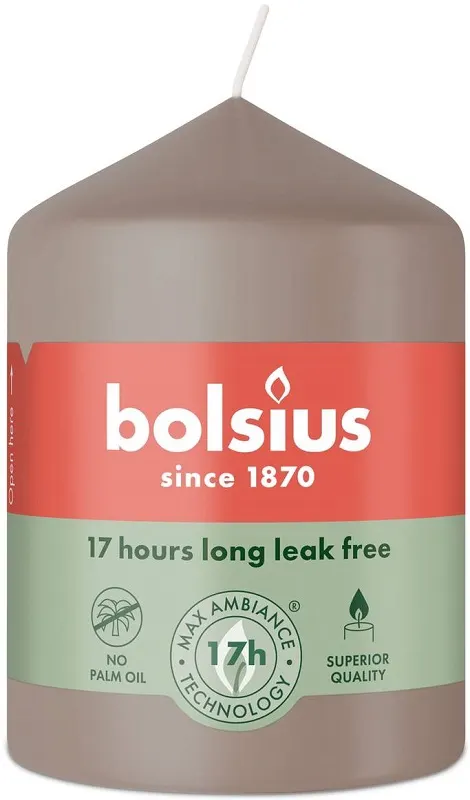 Bolsius Essentials Jasny Taupe świeca pieńkowa 80/58mm