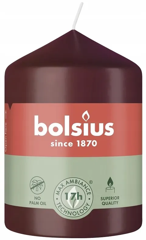 Bolsius Essentials Aksamitna Czerwień świeca pieńkowa 80/58mm