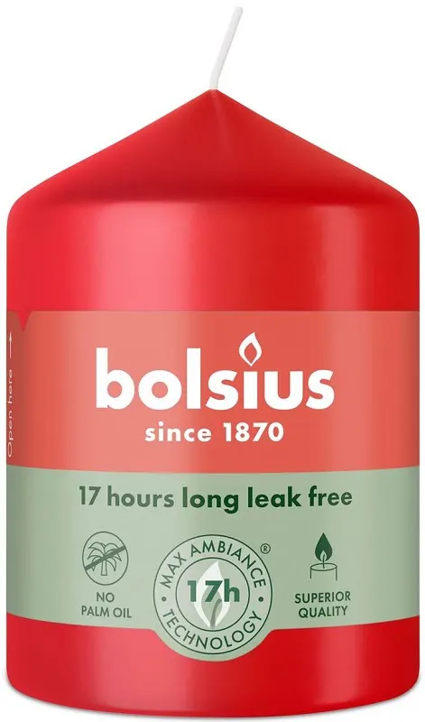 Bolsius Essentials Delikatny Czerwony świeca pieńkowa 80/58mm
