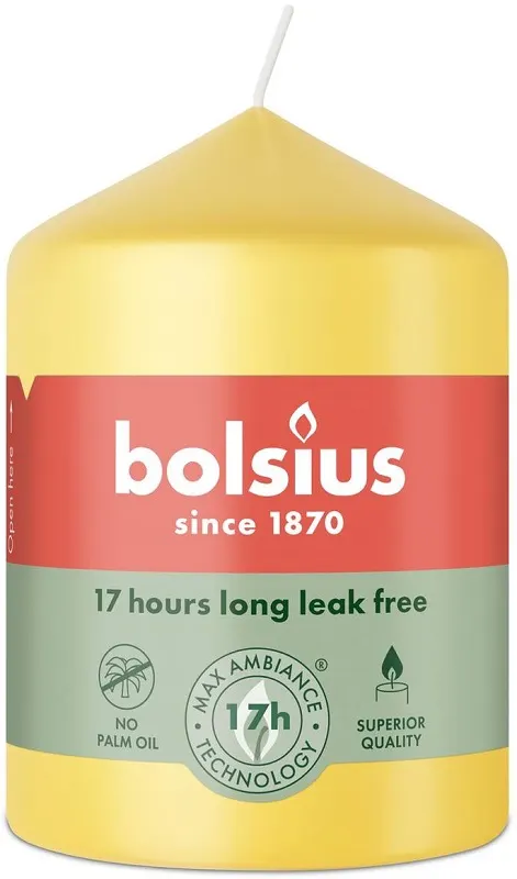 Bolsius Essentials Słoneczny Żółty świeca pieńkowa 80/58mm