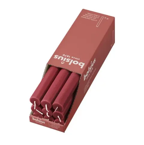 Bolsius Rustic Delikatna Czerwień - świeca stołowa 270/23mm - 9 sztuk
