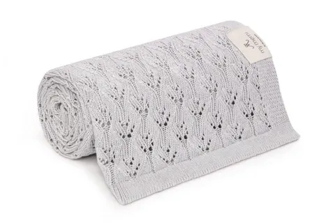 Ażurowy kocyk bambusowy 80x100 light grey / My Memi