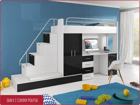 Łóżko piętrowe RAJ 5 ze stelażem połysk