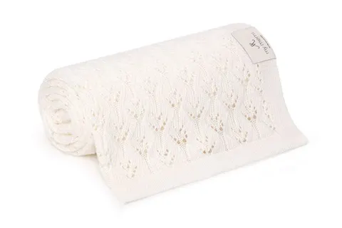 Ażurowy kocyk bambusowy 80x100 cream / My Memi