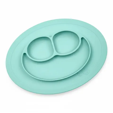 Silikonowy talerzyk z podkładką mały 2w1 Mini Mat miętowy / EZPZ