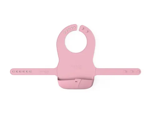 Silikonowy śliniak z kieszonką różany róż/ Everday Baby