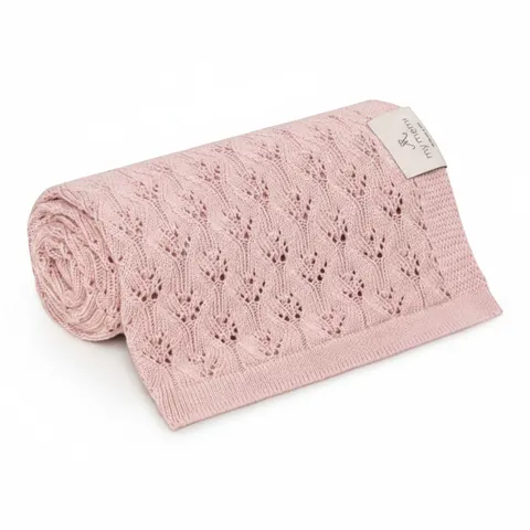 Ażurowy kocyk bambusowy 80x100 powder pink / My Memi