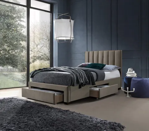 GRACE 120 łóżko z szufladami beżowy velvet (3p=1szt)