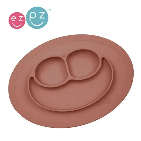 Silikonowy talerzyk mata z podkładką MINI MAT brązowy / EZPZ