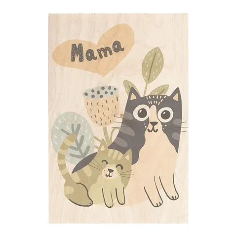 Drewniana kartka Mama Kotki / Miwoodo