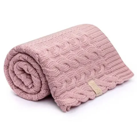 Kocyk WARKOCZ z wełny merino 100% Powder Pink My Memi